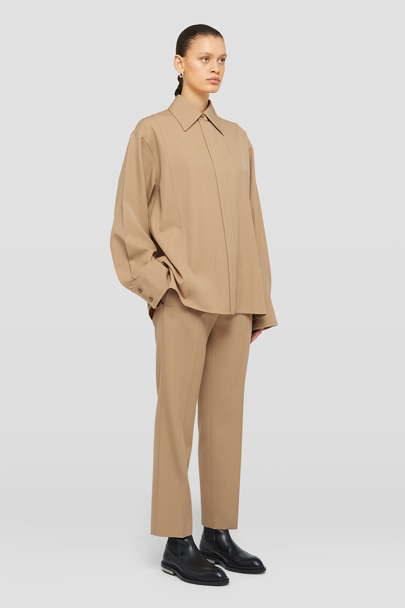 Jil Sander Tapered Cropped Trousers In Nude