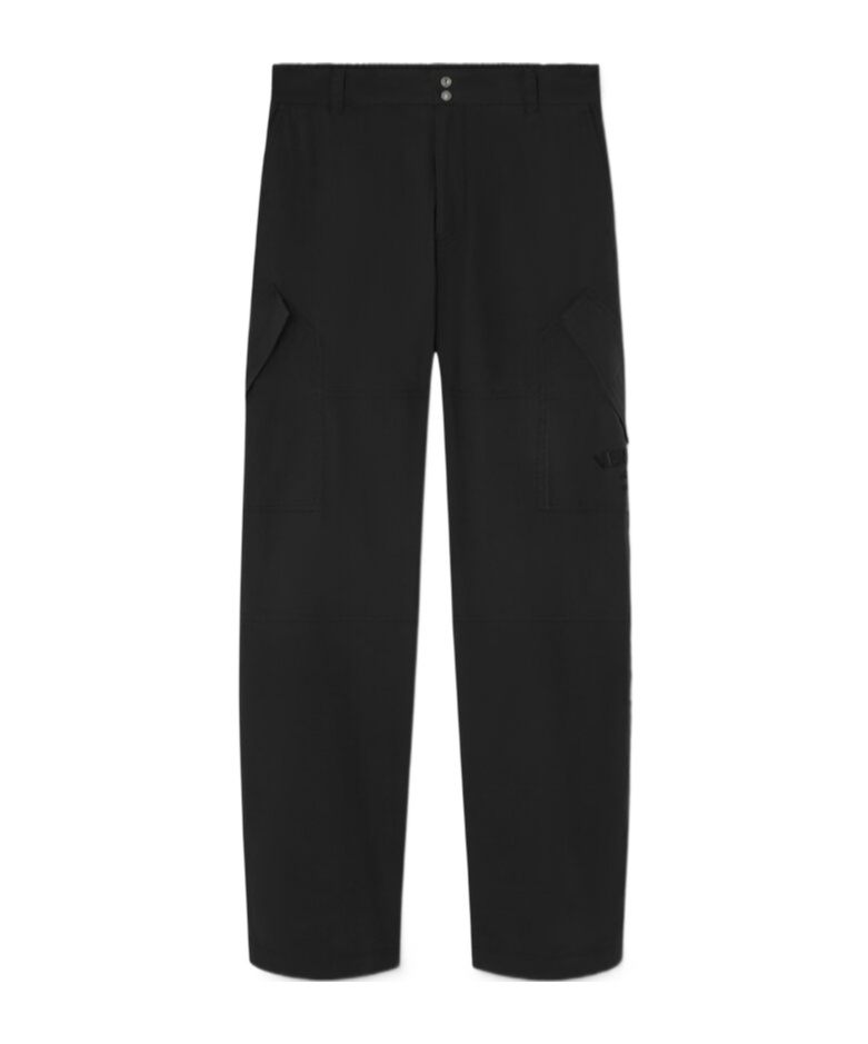 Versace Informal Pant Light Cotton Gabardine Fabric And Stamp Embroidery Clothing In Black