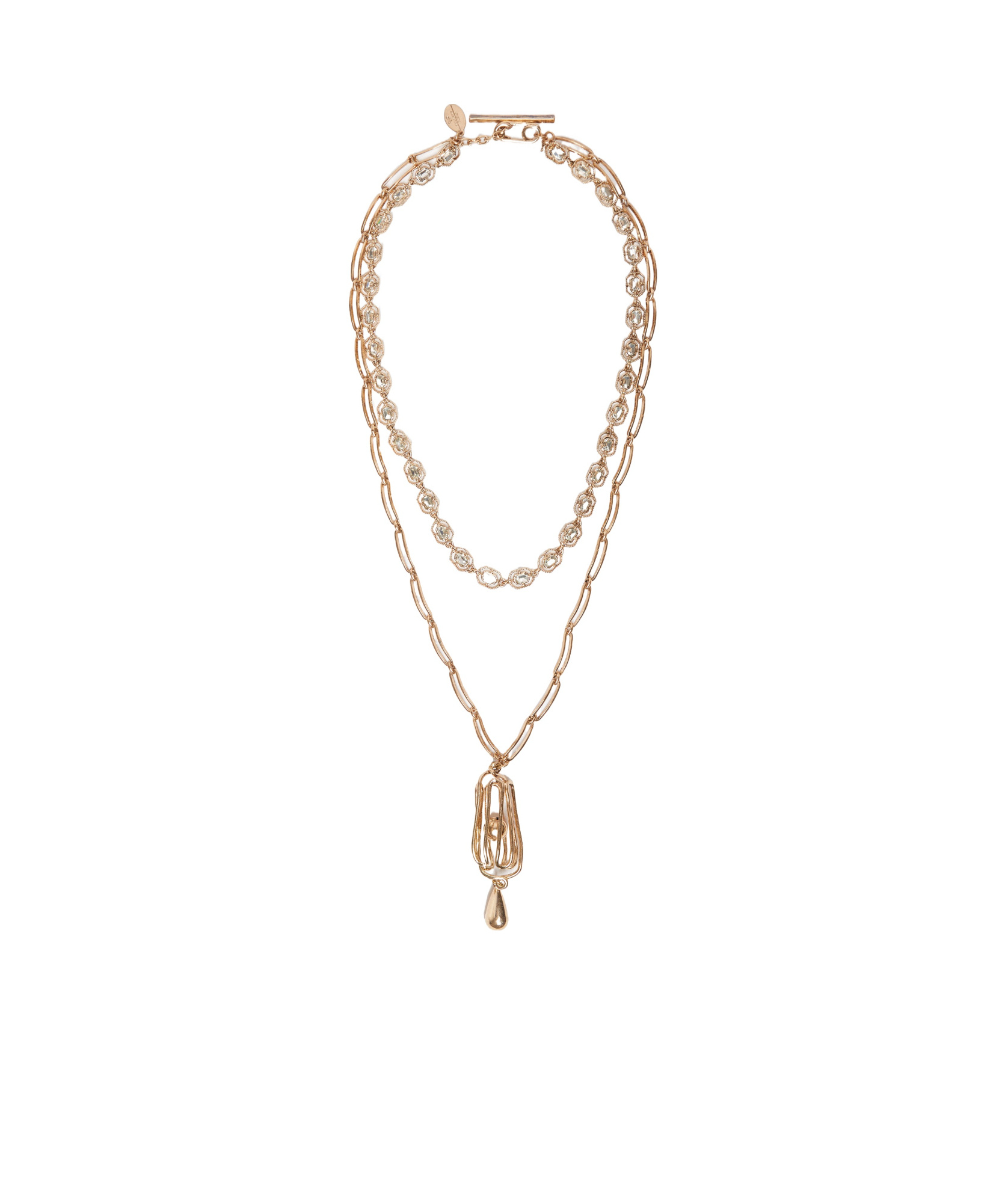 Weekend Max Mara Metal Double-strand Necklace In Yellow