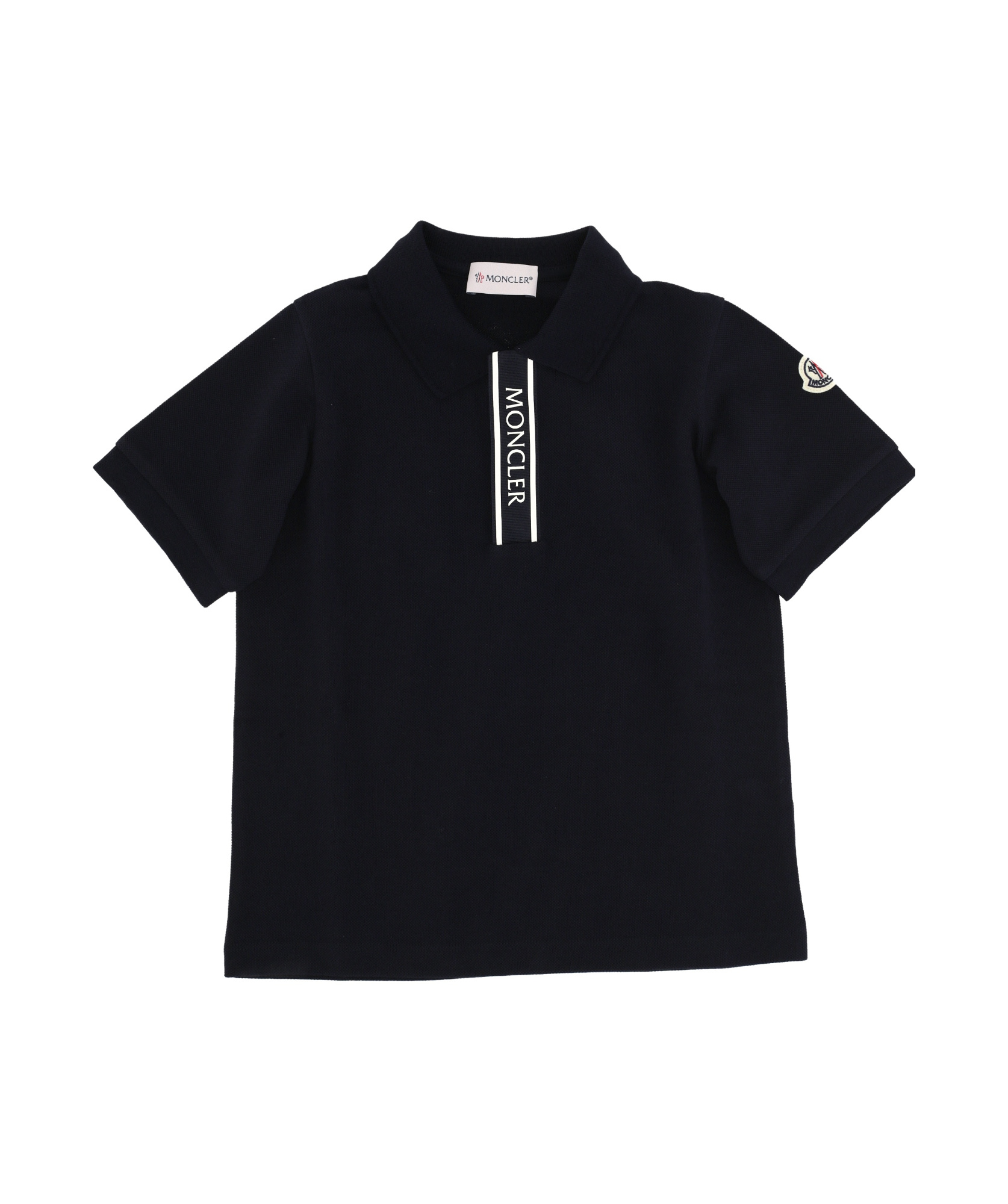 Moncler Polo Shirt With Lapel Short Sleeve In Blue