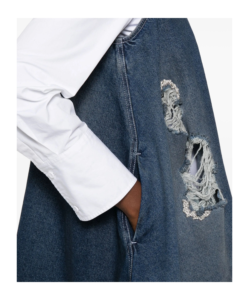 Simone Rocha Distressed-effect Denim Mini Dress In Blue
