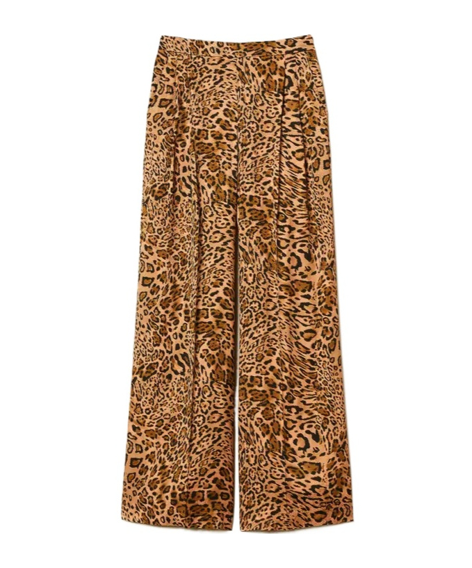 Twinset Pleated Leopard-print Trousers In Brown