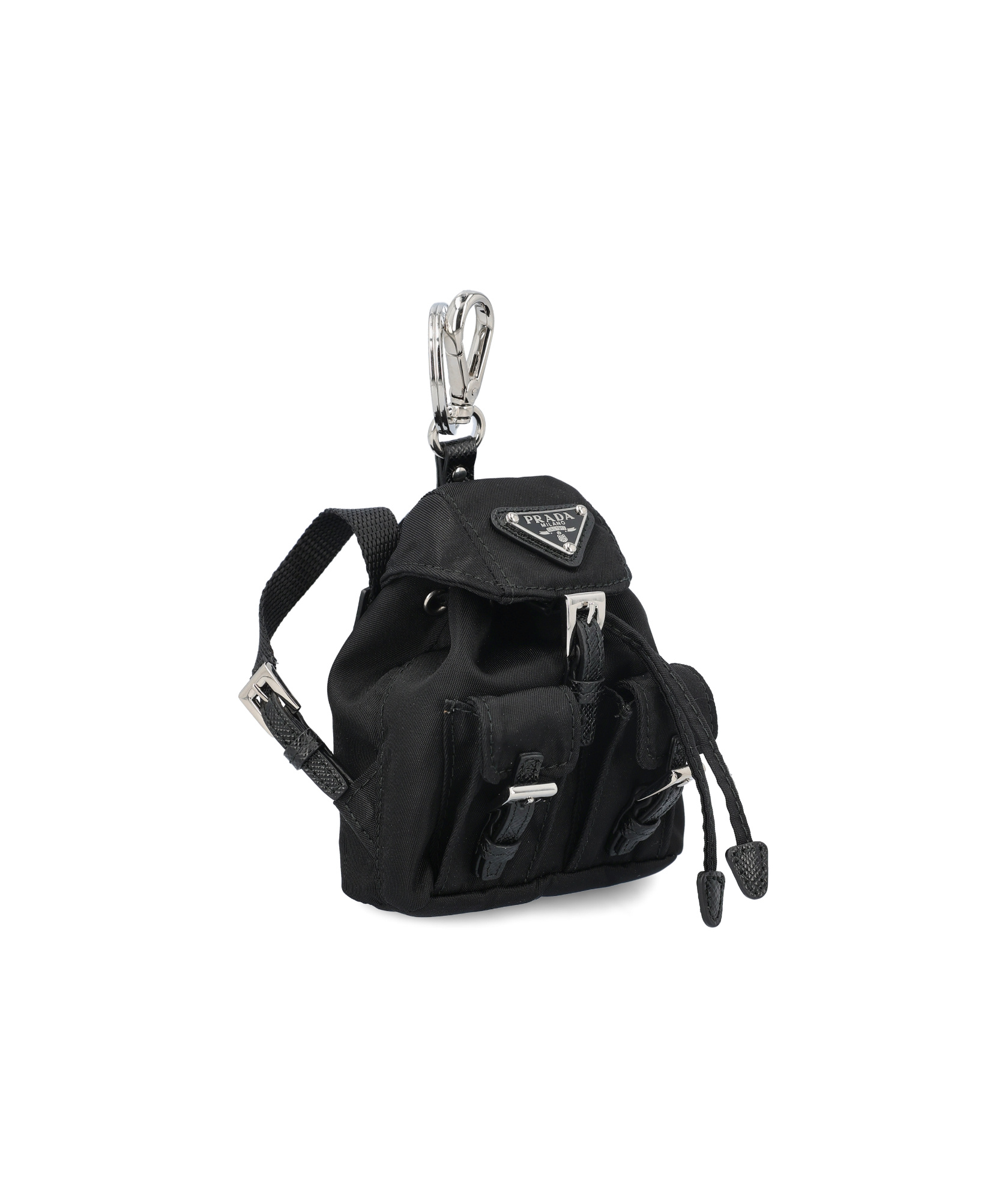 Prada Mini Icon Keyring In Black