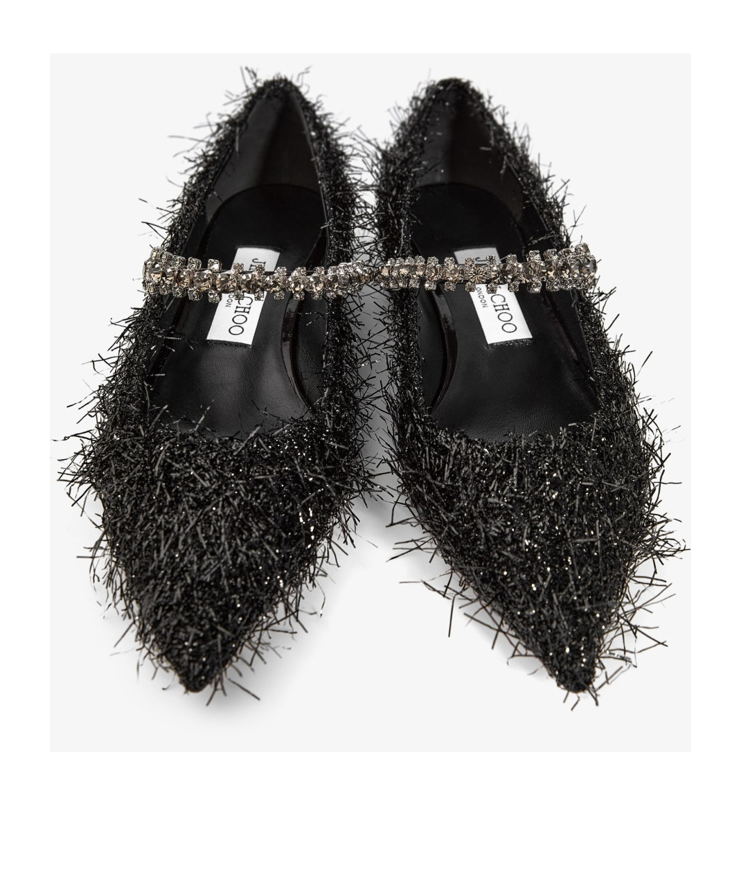 Jimmy Choo Bing Feather-embellished Ballet Flats In Black