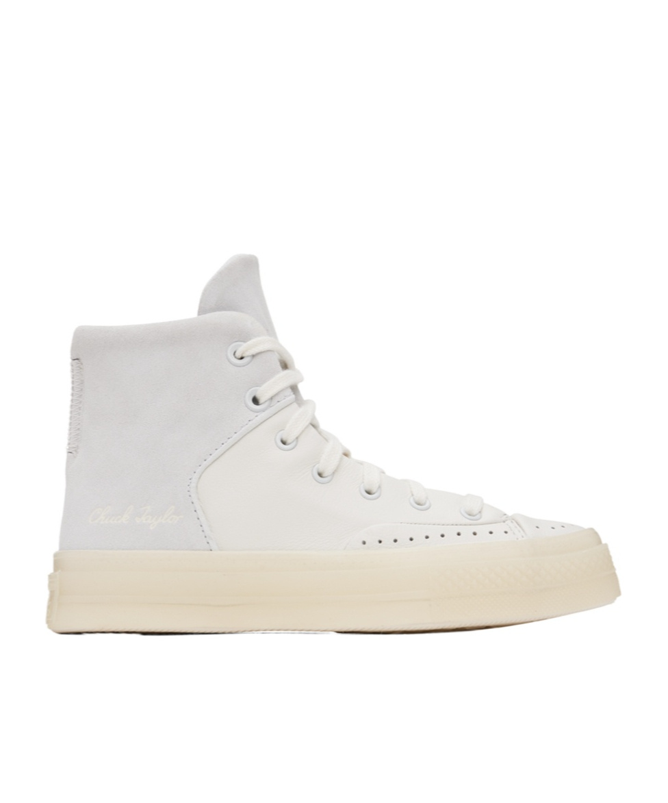 Converse Round Head Strapped High-top Casual Sneakers In White