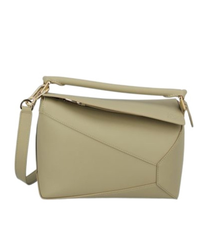 Loewe Small Puzzle Edge Leather Handbag In Nude