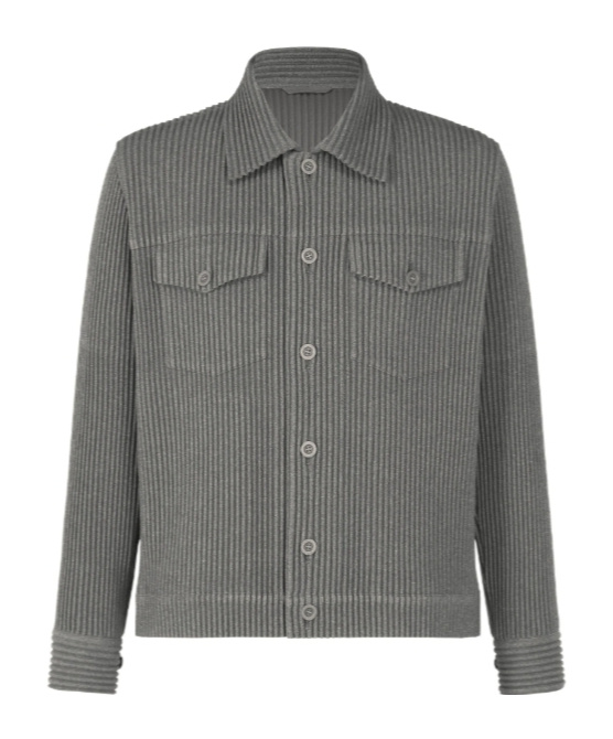 Shop Issey Miyake Wool Like Light Shirt Jacket In Gray