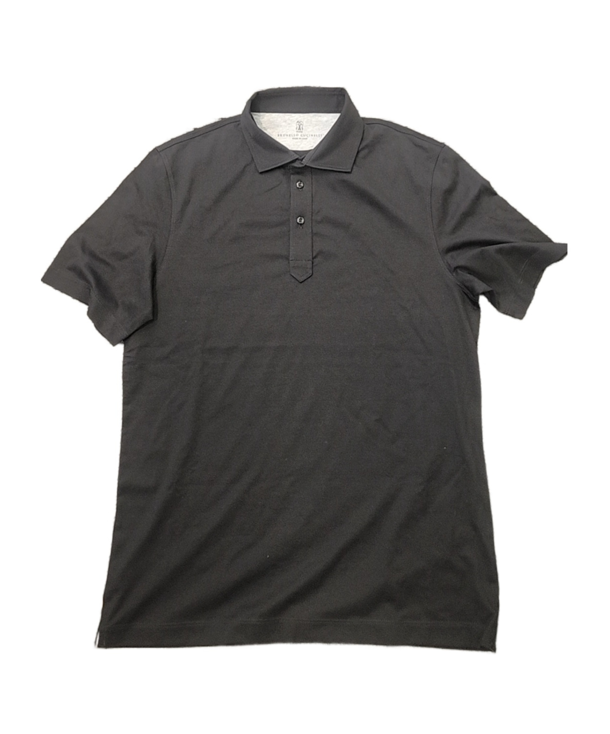 Brunello Cucinelli Polo Shirt With Lapel Short Sleeve In Black