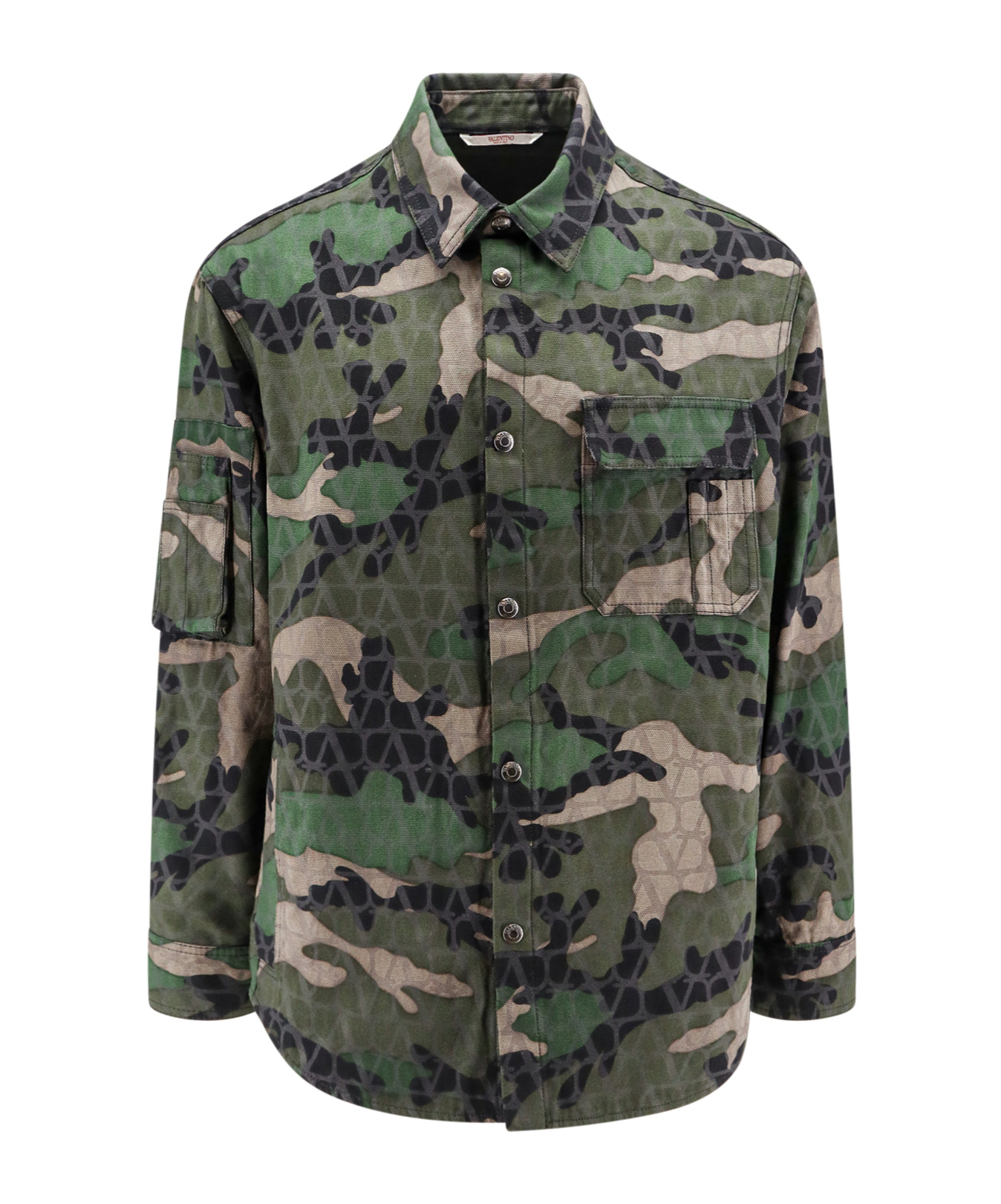 Valentino Men Cotton Jacket With Camouflage Motif In Black