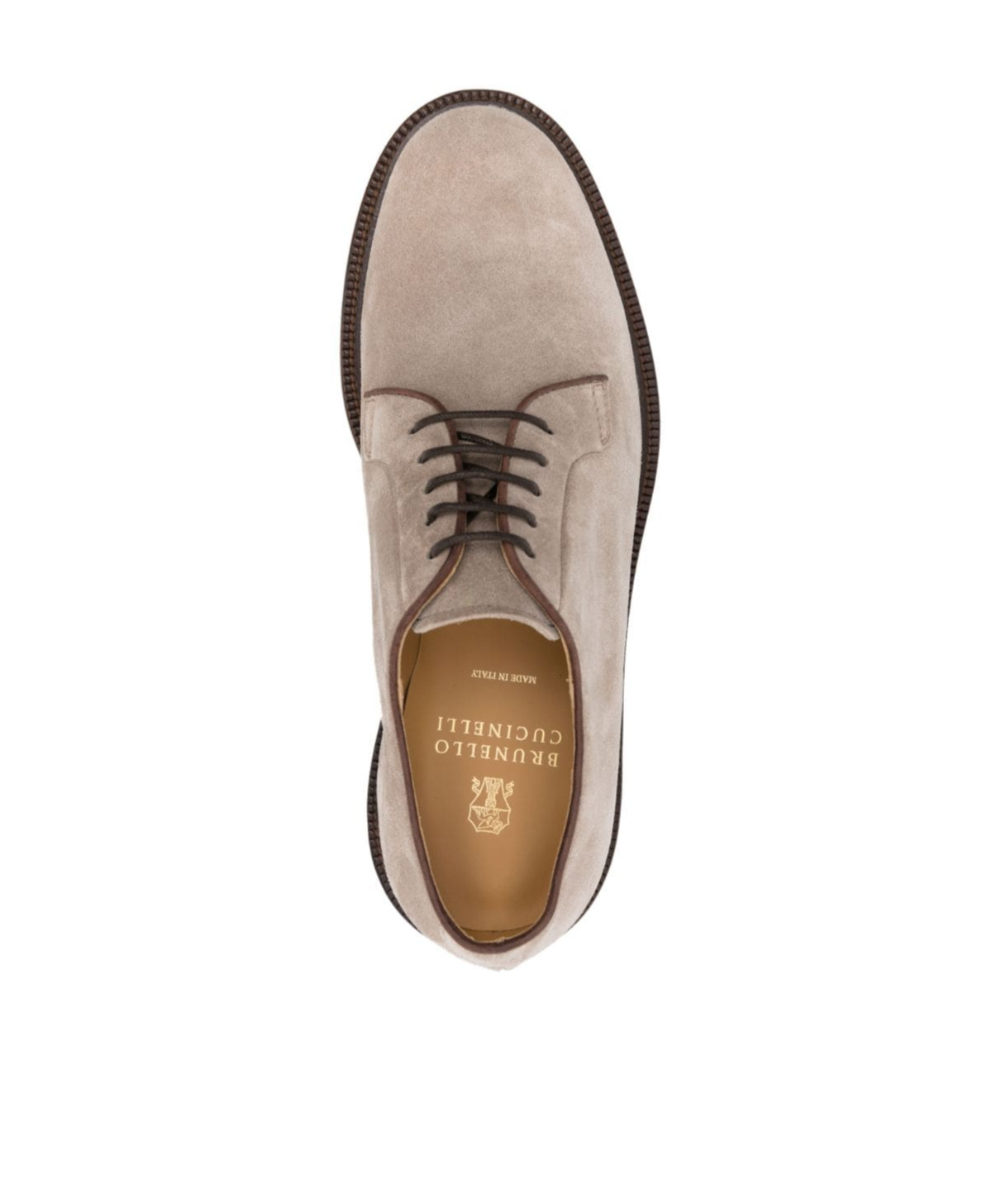 Brunello Cucinelli Suede Derby Shoes In Nude