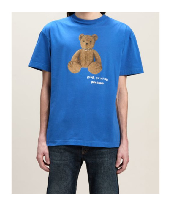 Palm Angels Bear In Mind Printed T-shirt In Blue