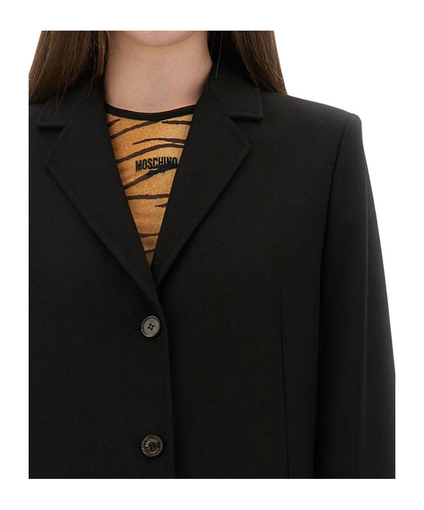 Moschino Long Tailored Buttoned Coat In Black