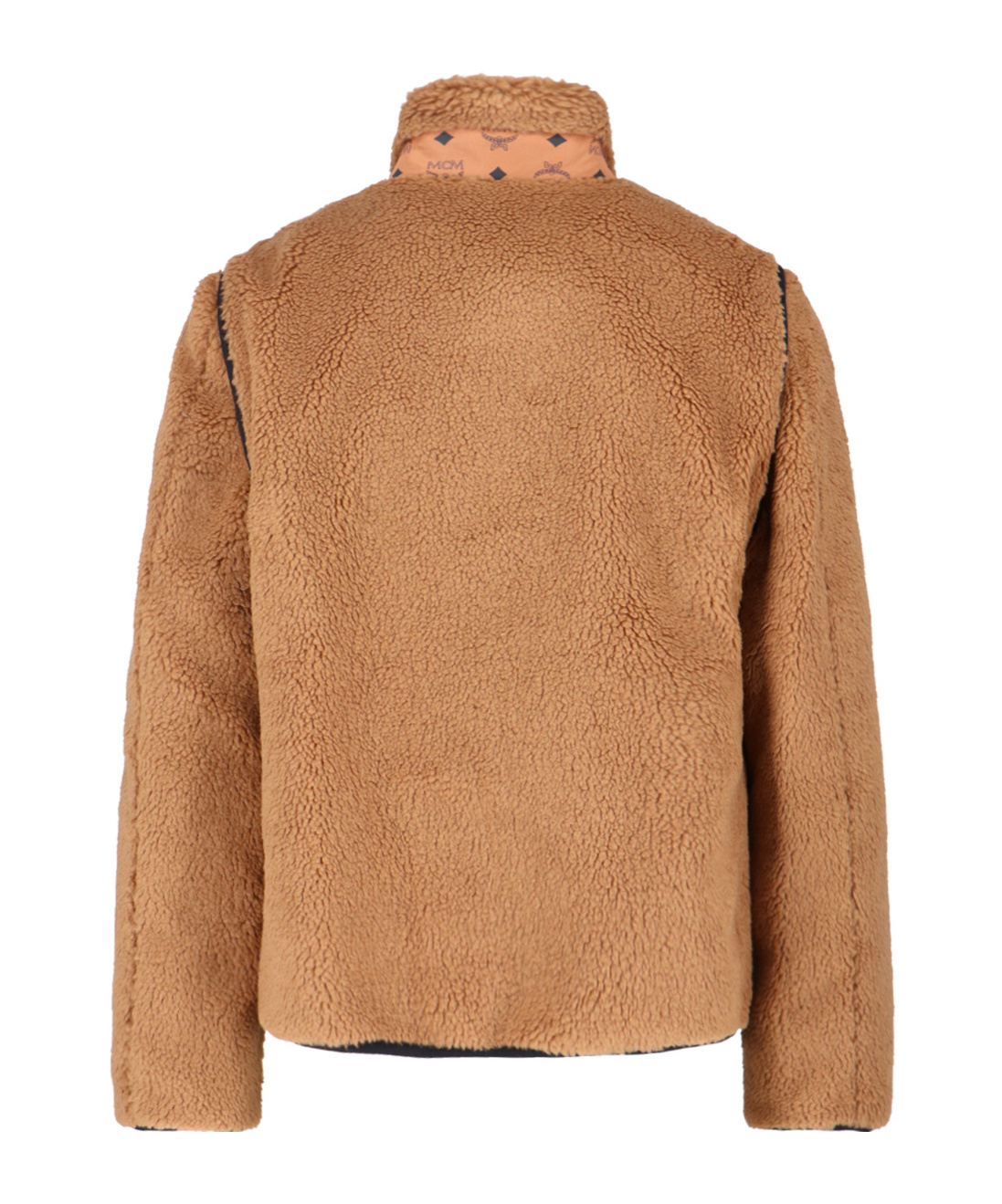 Mcm Shearling Sleeveless High Collar Jacket Side Pockets In Brown