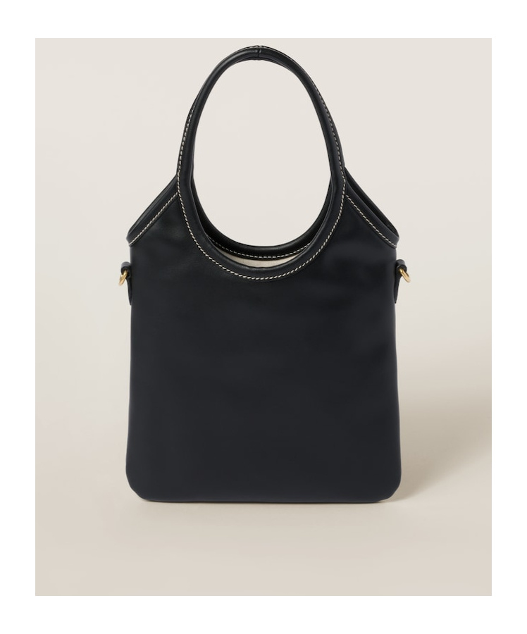 Miu Miu Ivy Leather Tote Bag In Black