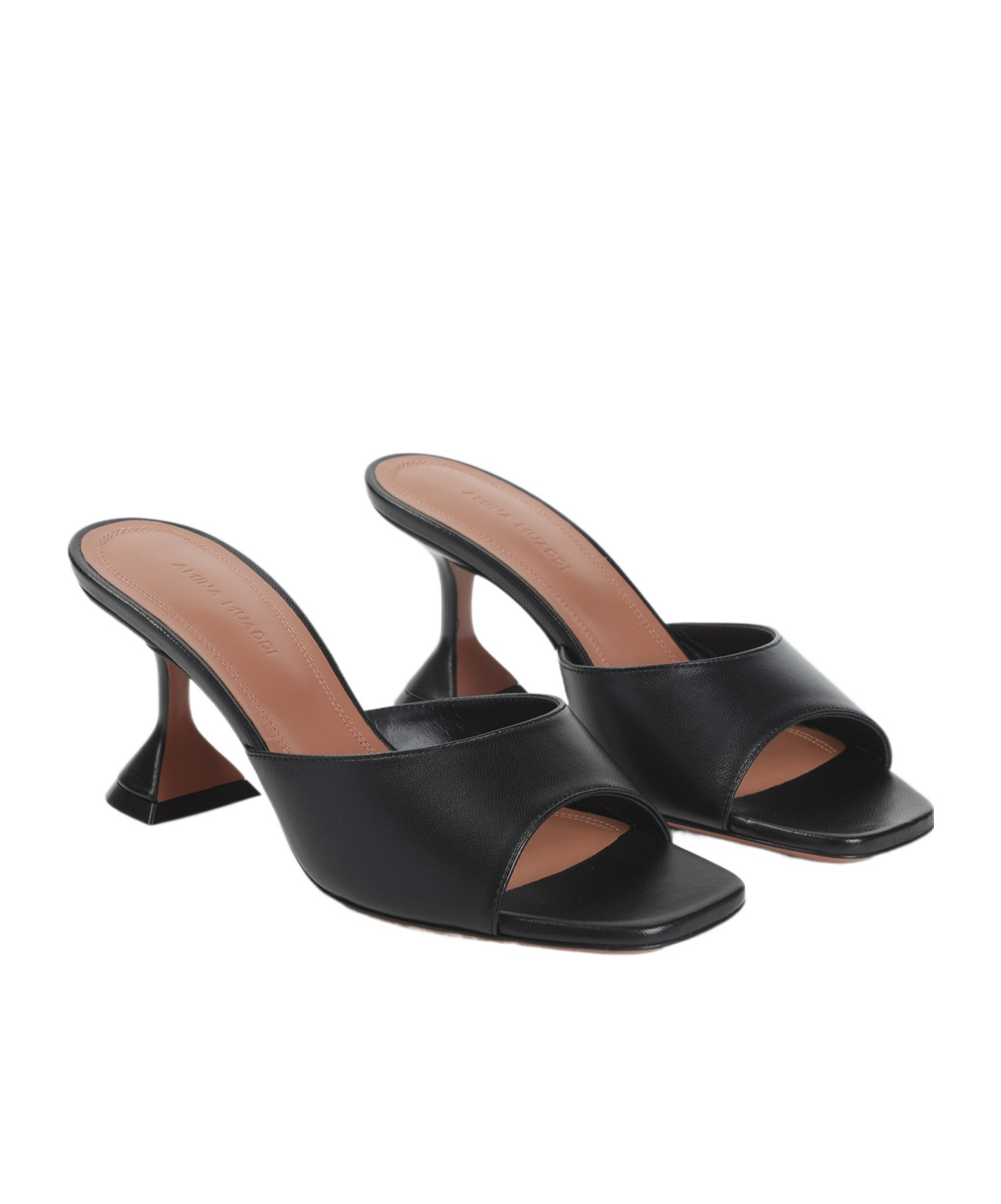 Amina Muaddi Black Nappa Leather Lupita 70 Slippers In Multi