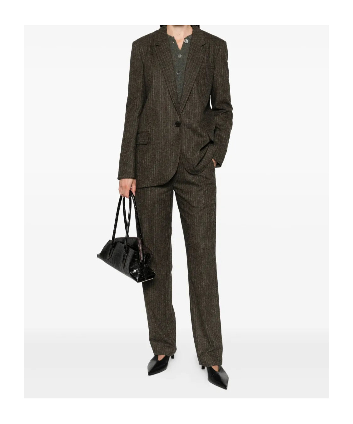Isabel Marant Pinstripe Elastic-waist Tailored Trousers In Brown