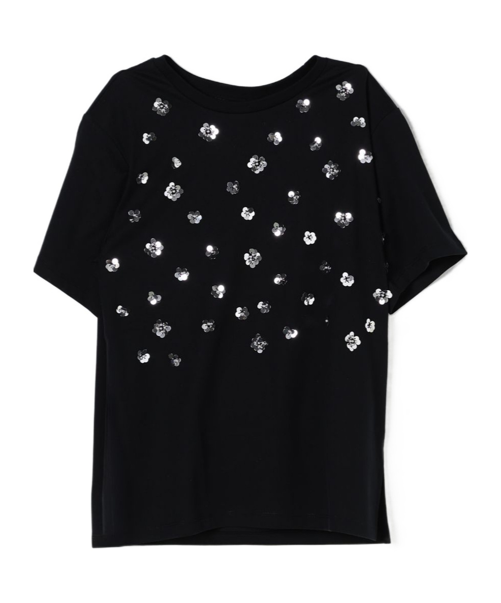 Weekend Max Mara Cabina Sequined T-shirt In Jersey In Black