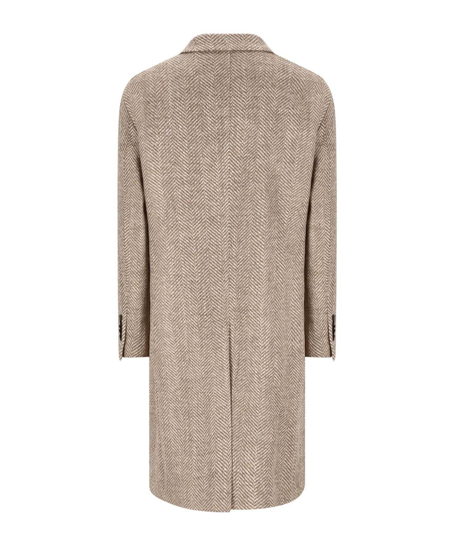 Tagliatore Herringbone Patterned Double-breasted Coat In Brown