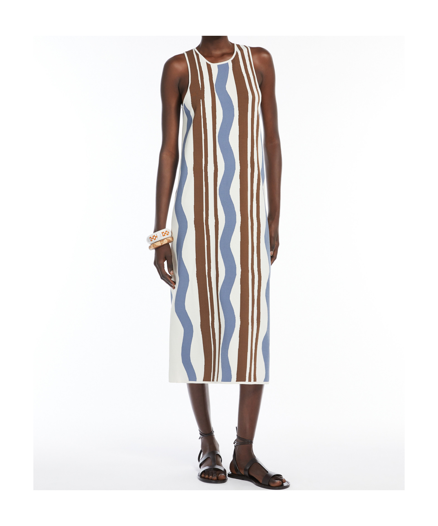 WEEKEND MAX MARA WEEKEND MAX MARA STRIPED CREWNECK SLEEVELESS DRESS