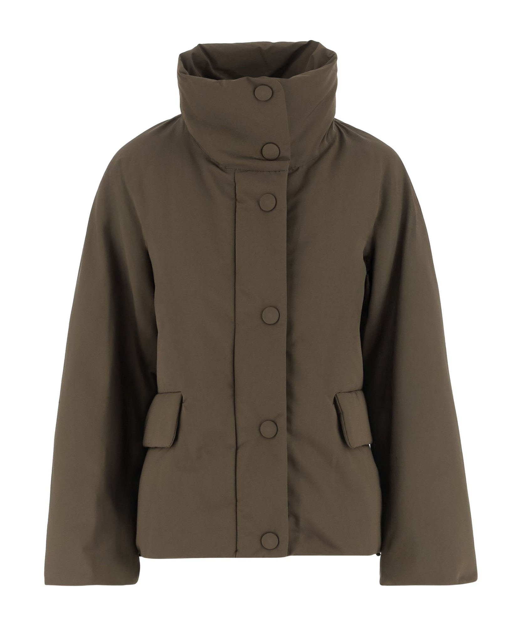 Aspesi High-collar Button-fastening Coat In Brown