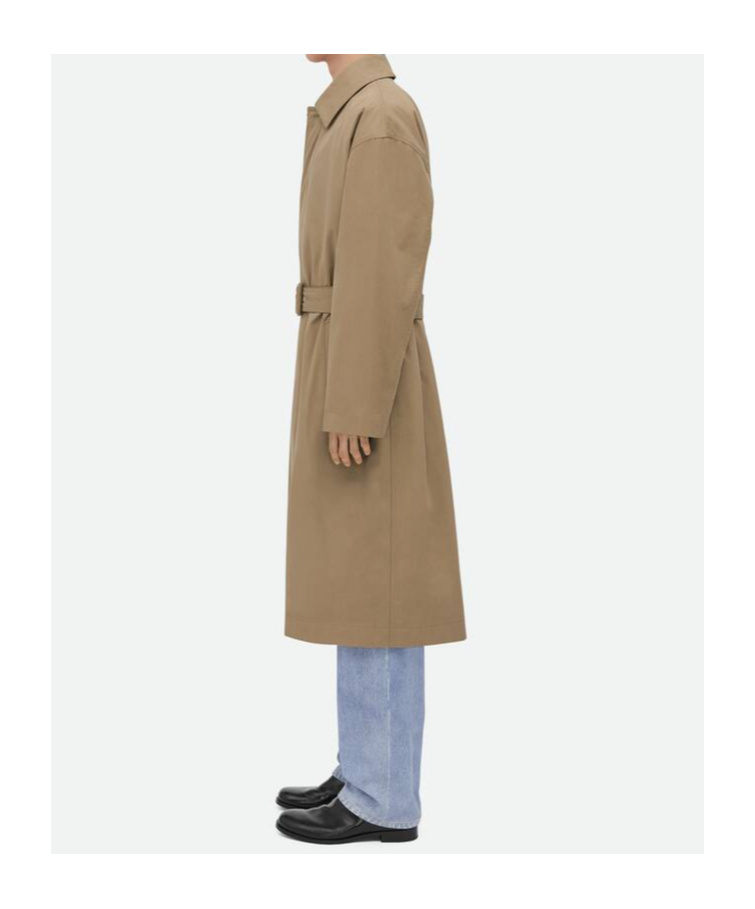 Bottega Veneta Light Cotton Twill Trench Coat In Nude