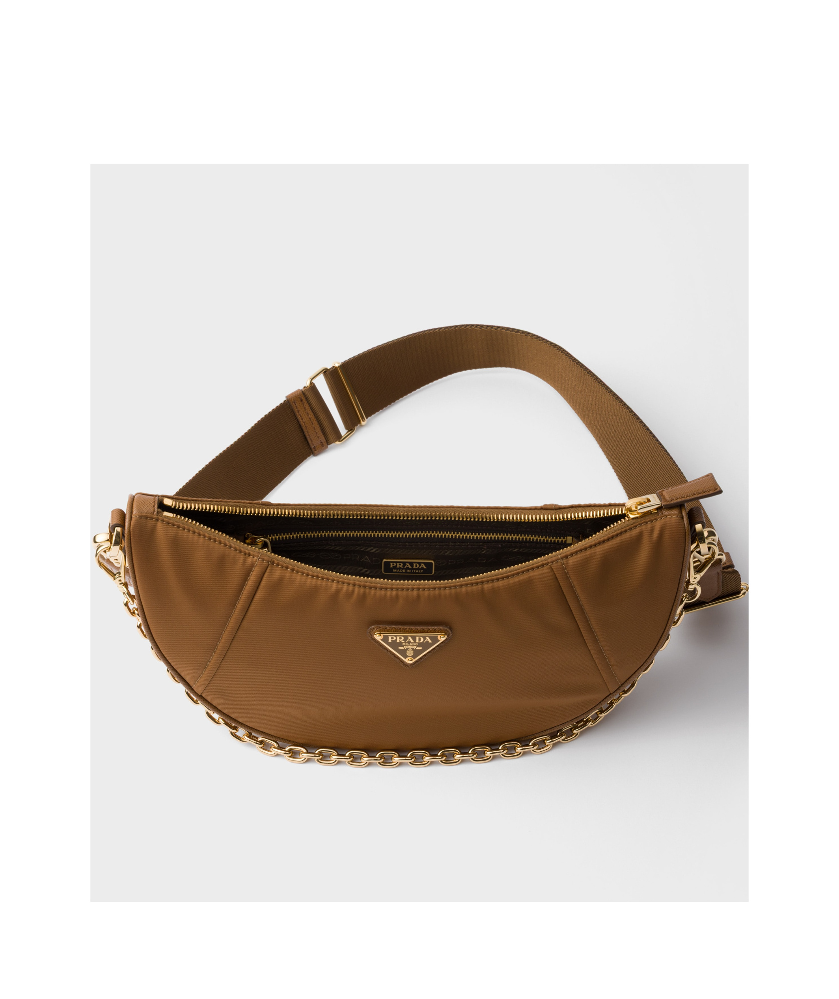 Prada Womens Brown Re-nylon Brand-plaque Shoulder Bag In Brown