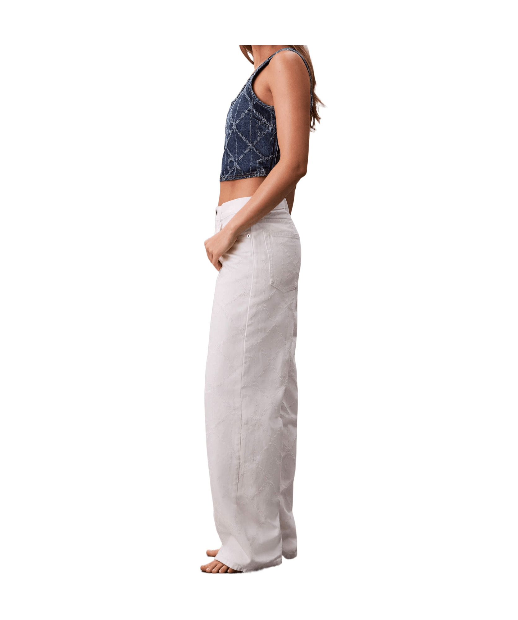 Calvin Klein Women's Baggy Jeans White In White