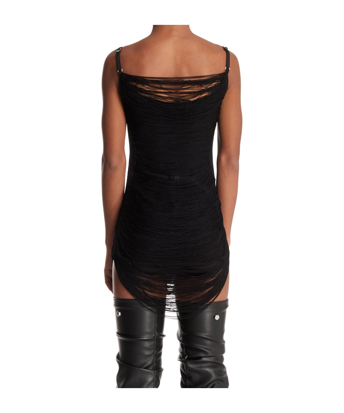 Attico Black Viscose Blend Mini Dress In Black