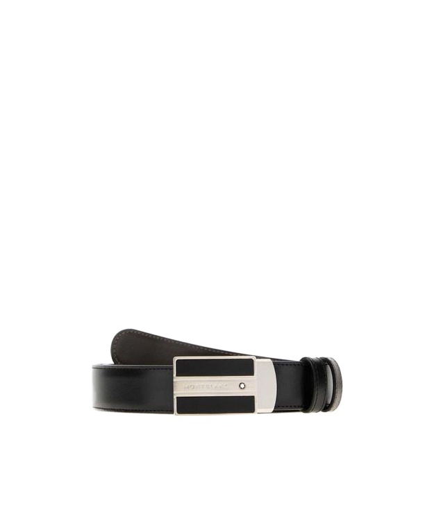 Montblanc Black Leather Reversible Belt In Black