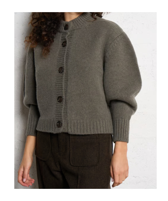 Soeur Round-neck Wool Cardigan In Green