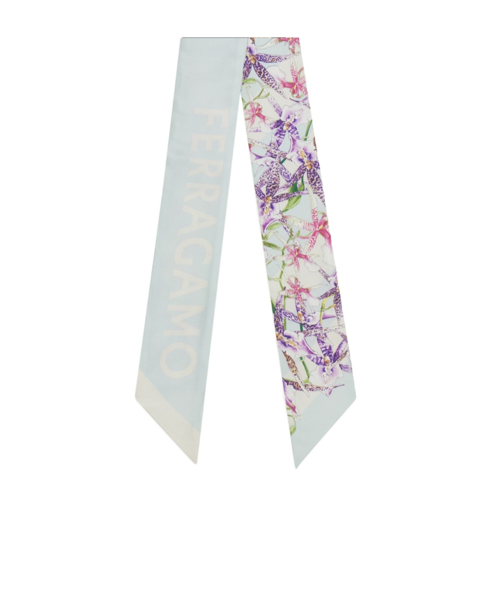 Ferragamo Gaia Print Silk Bandeau In Blue