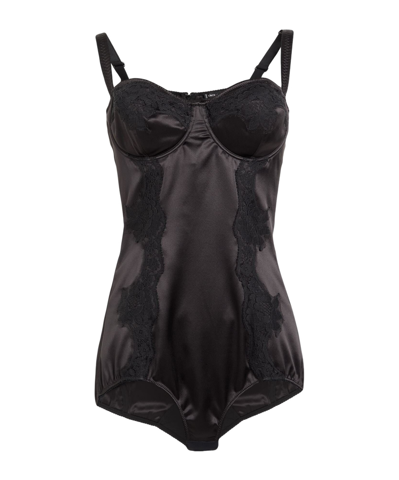 Dolce & Gabbana Minimalist Satin Bodysuit In Black