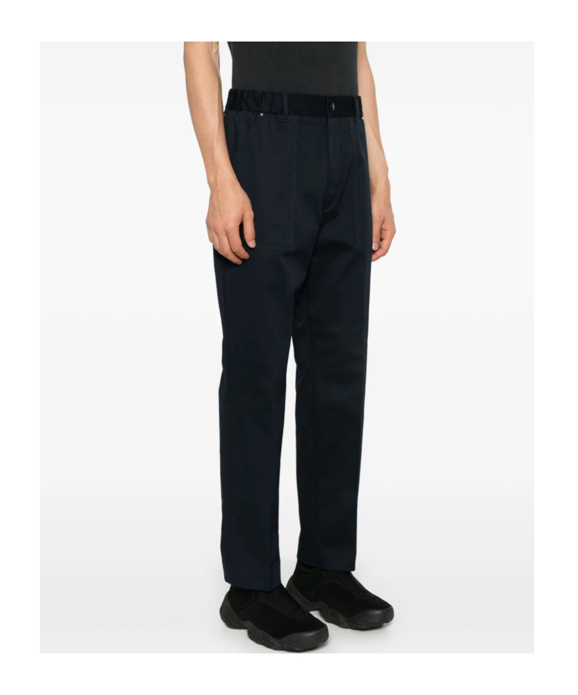 Moncler Logo Patch Slim Fit Trousers In Blue