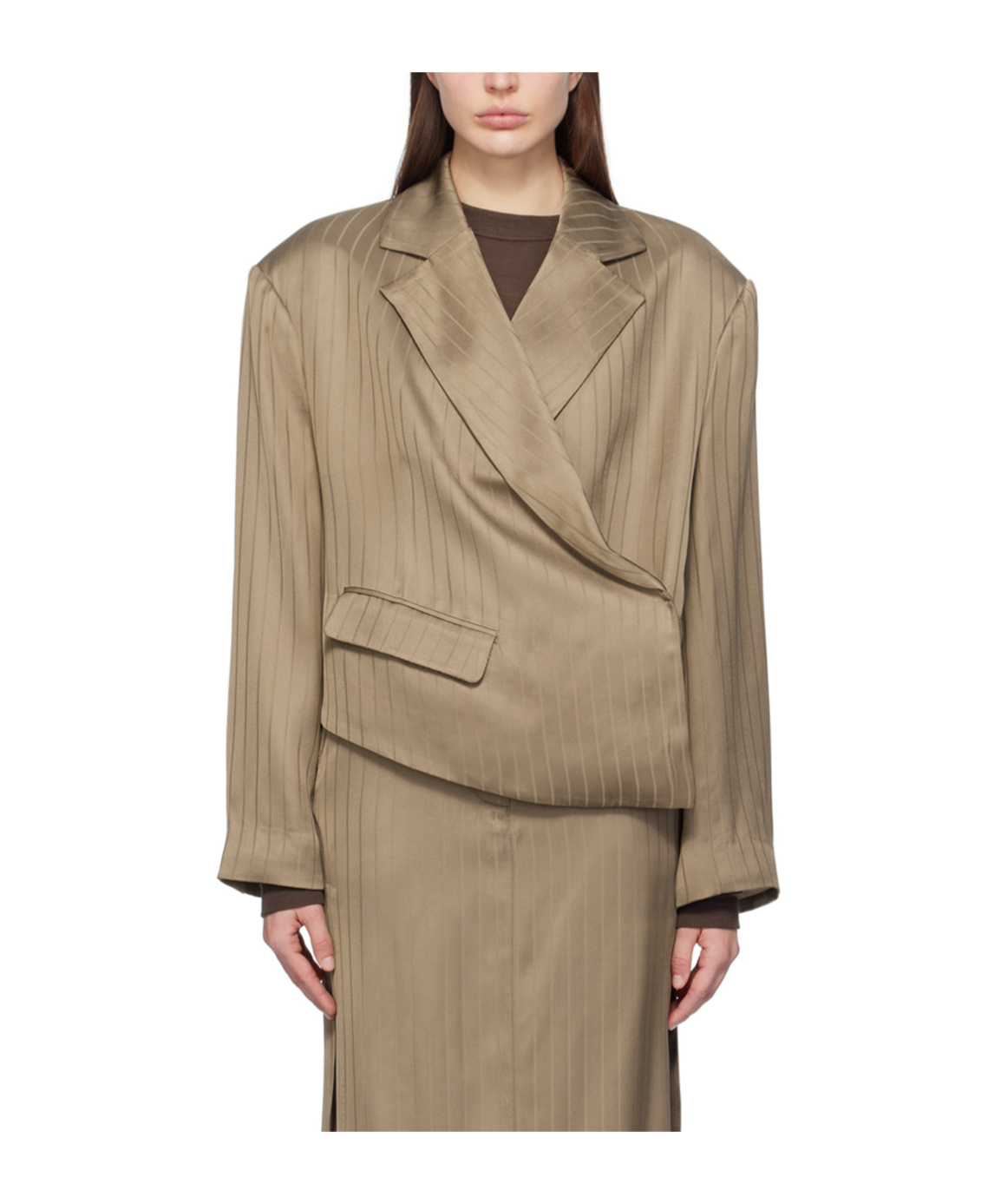 Remain Birger Christensen Asymmetrical Structure Casual Jacket In Brown