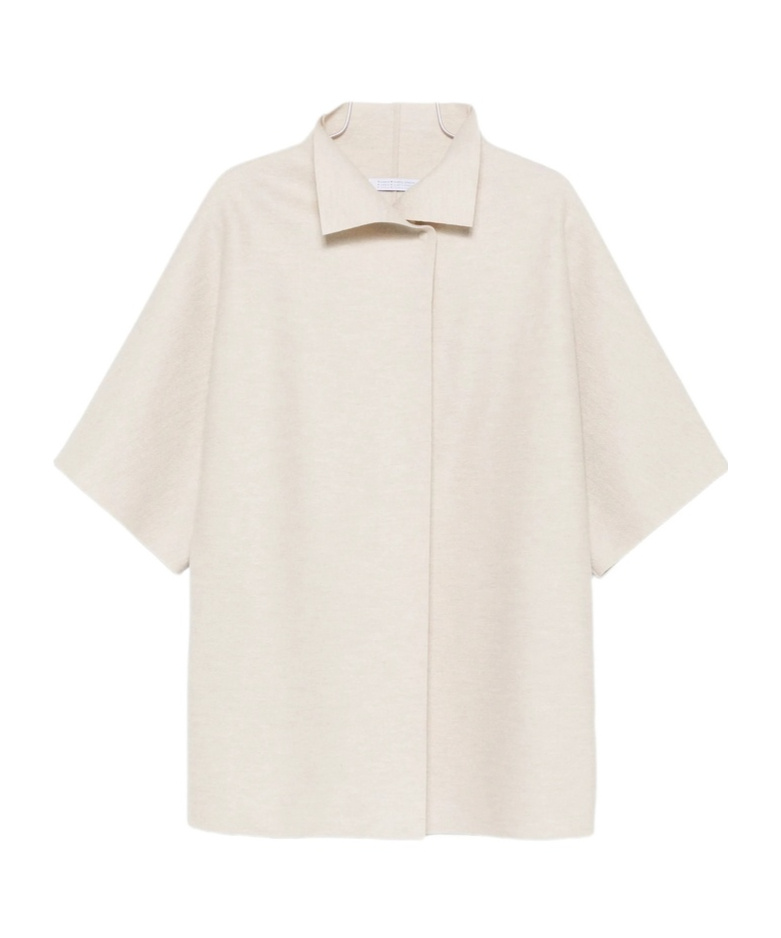 Harris Wharf London Short-sleeve Collared Jacket In Sand