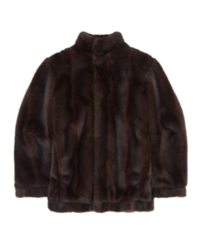 Mm6 Maison Margiela Faux-fur High-collar Jacket In Brown