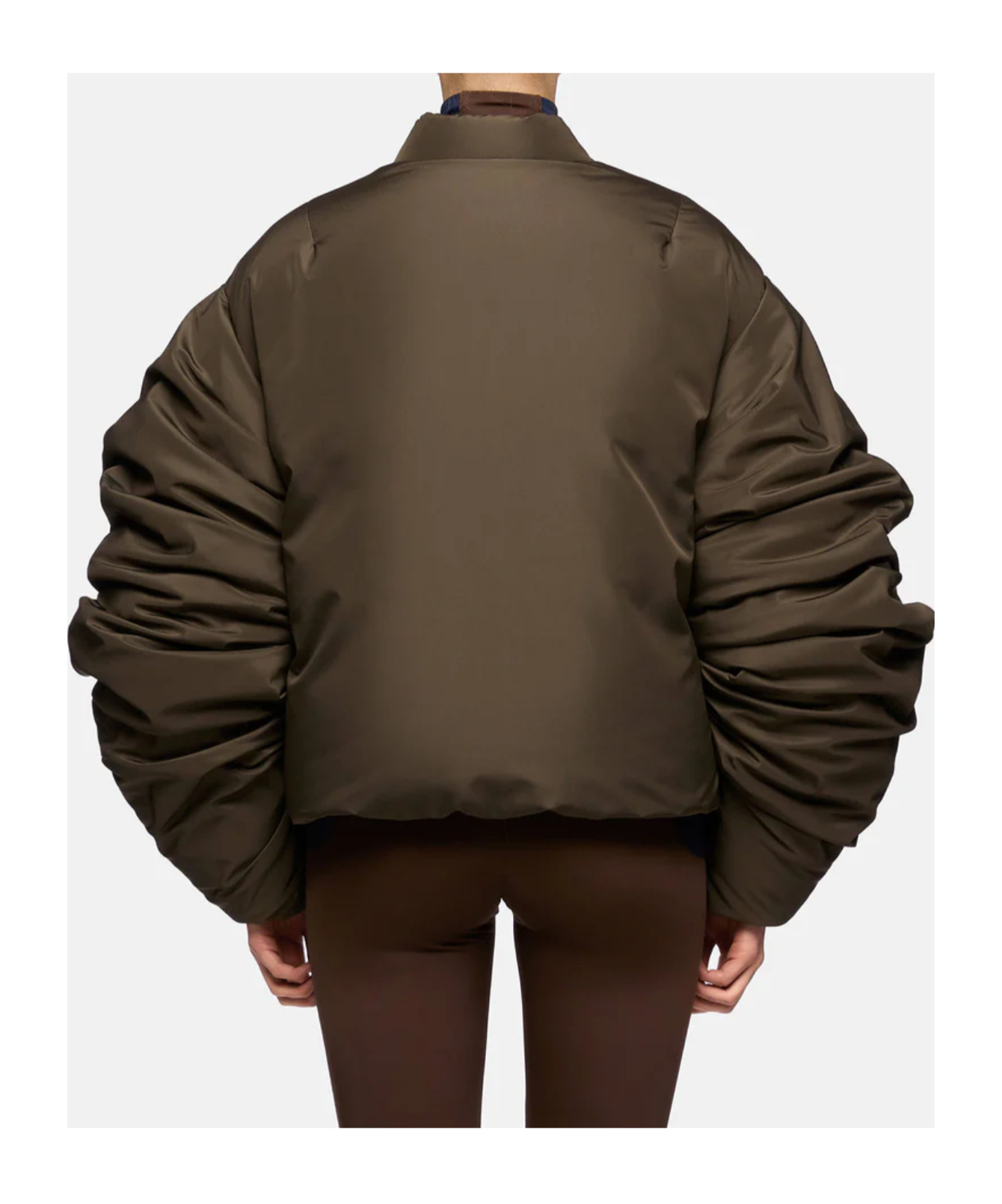Khrisjoy Lily Bomber In Mat Nylon Olive Green In Green