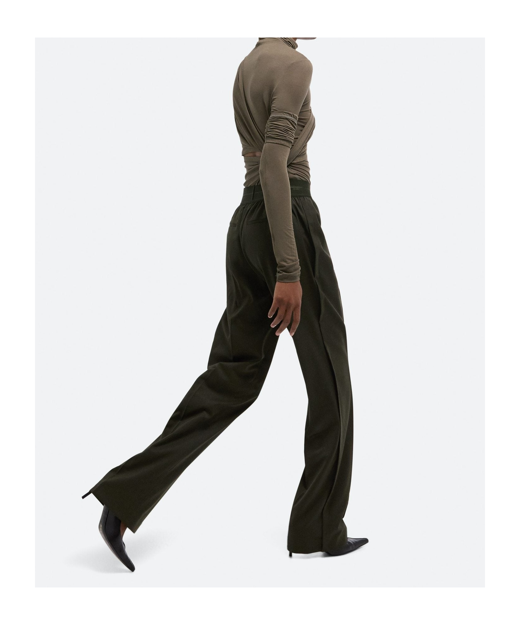 Helmut Lang Elastic Waist Casual Pants In Green