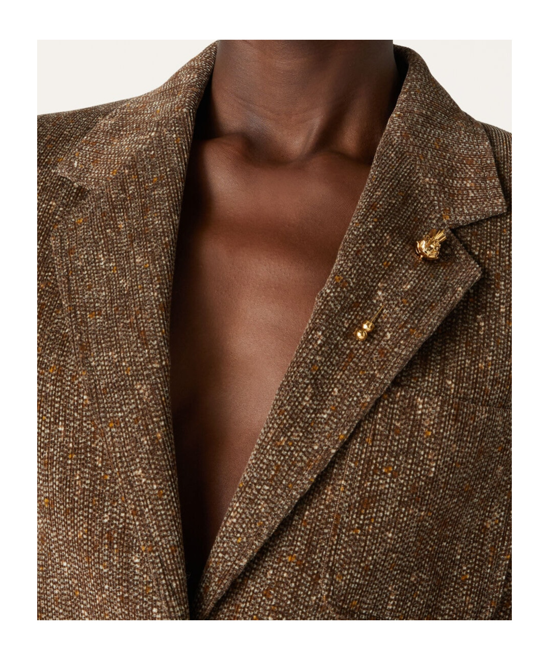 Loro Piana Eleanor Paillette Tweed Corduroy Single-breasted Jacket In Brown