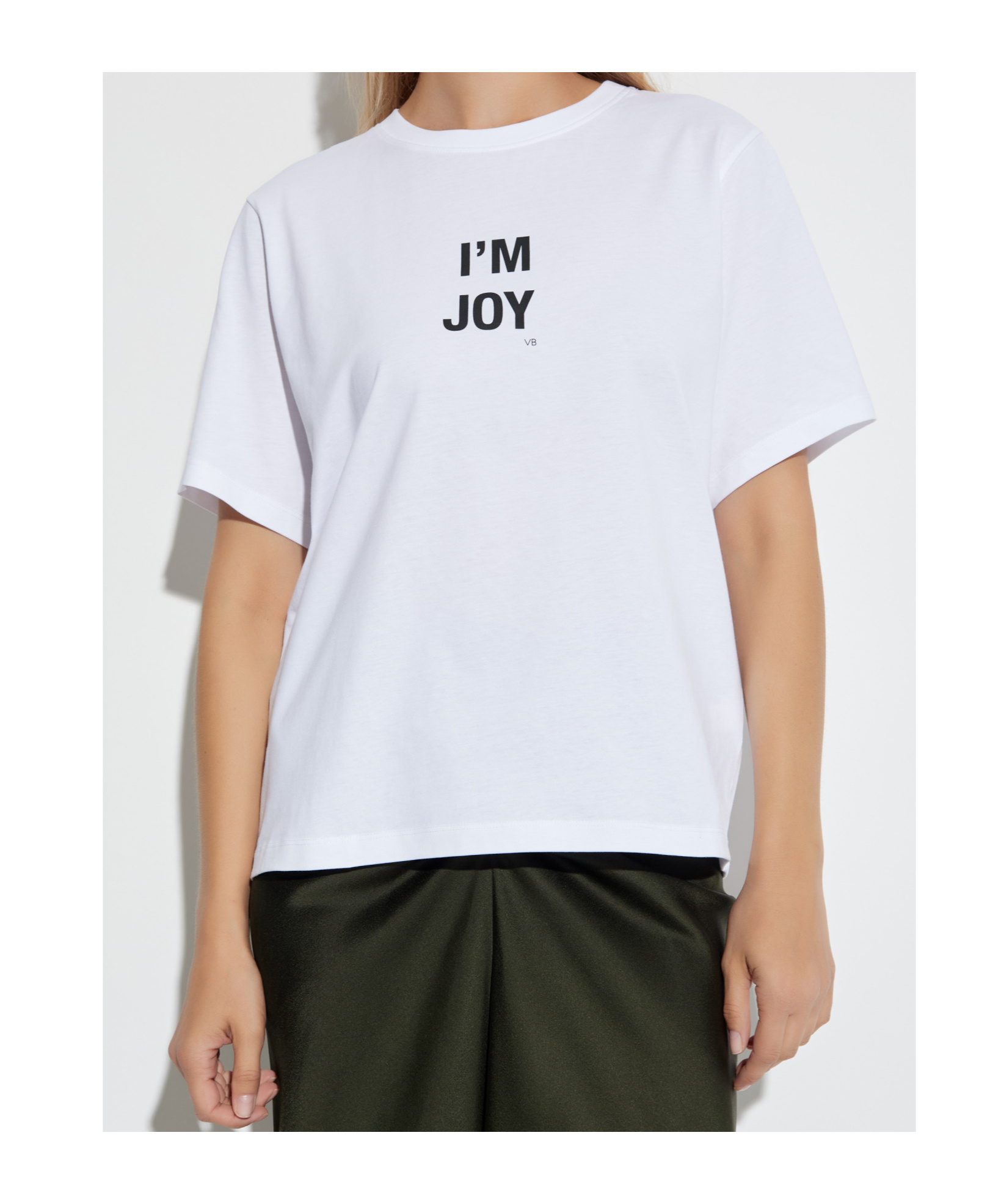Victoria Beckham Graphic Print Crew Neck Short Sleeve Top In White