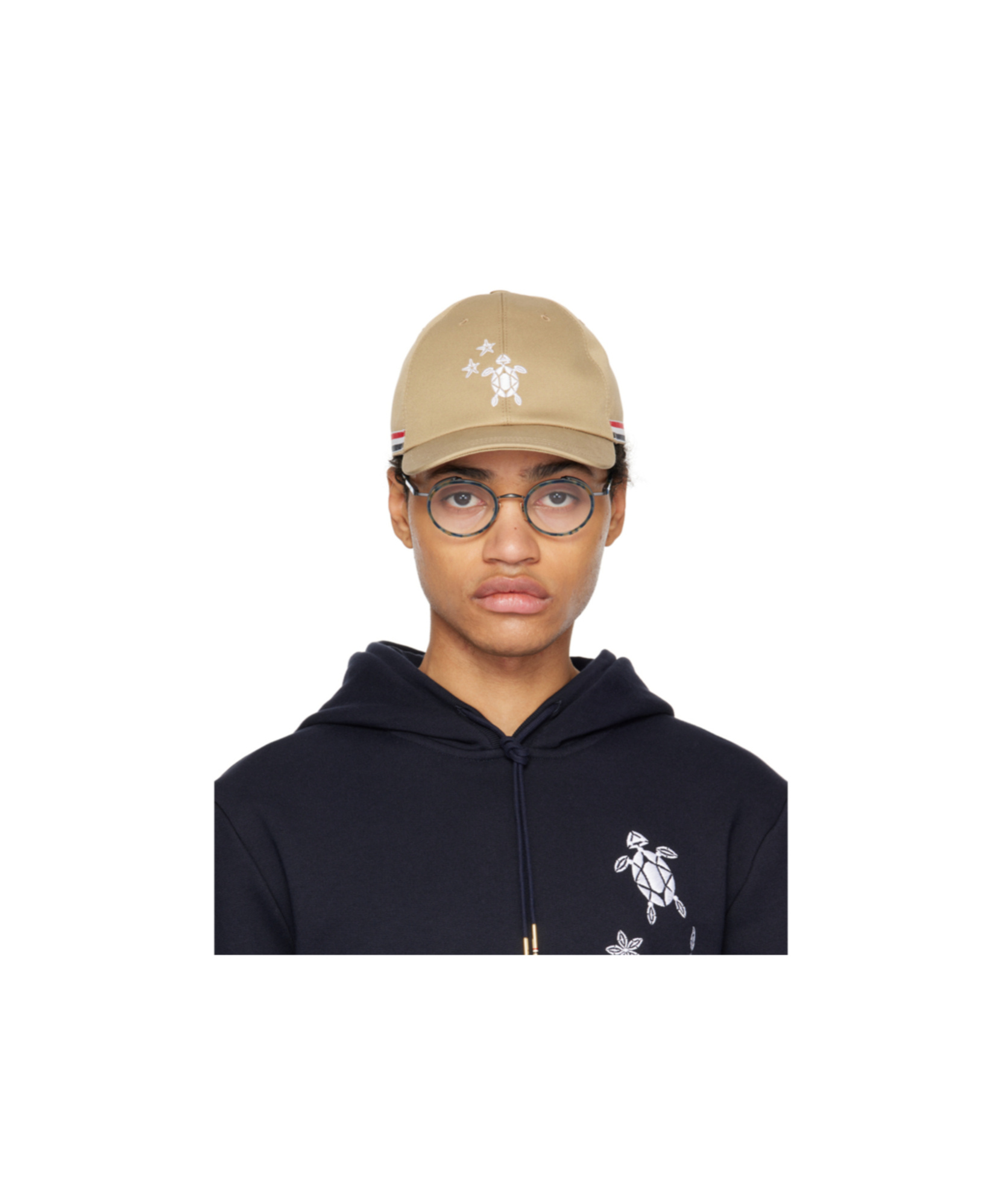 THOM BROWNE EMBROIDERED-TURTLE COTTON CAP