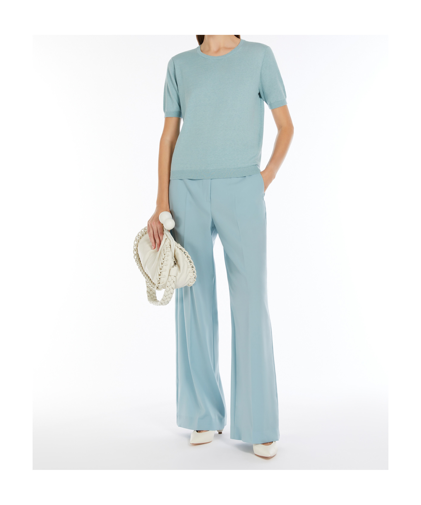 Weekend Max Mara Short-sleeved Knitted T-shirt In Blue