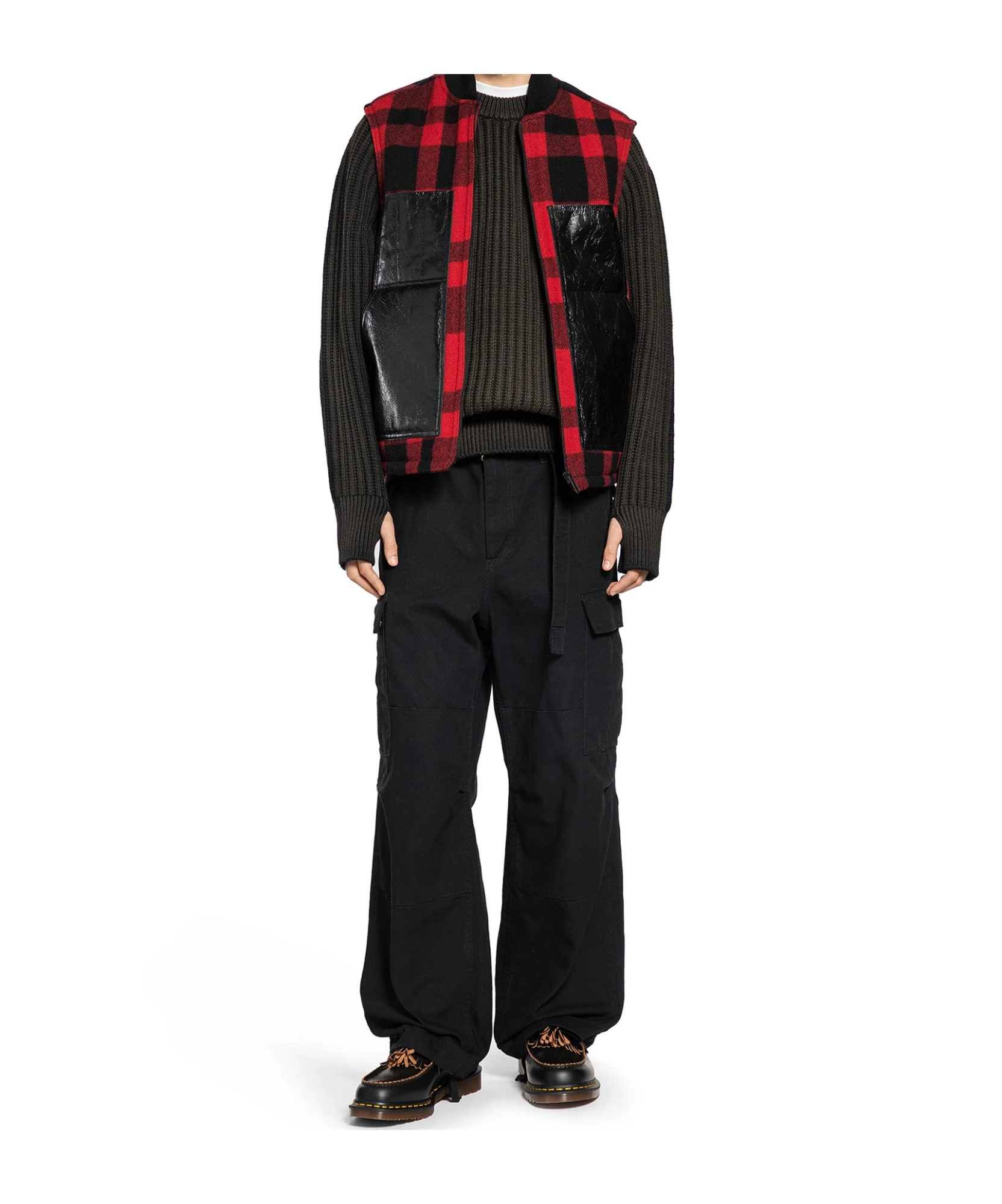 Junya Watanabe Check Pattern Sleeveless Jacket Pockets In Black