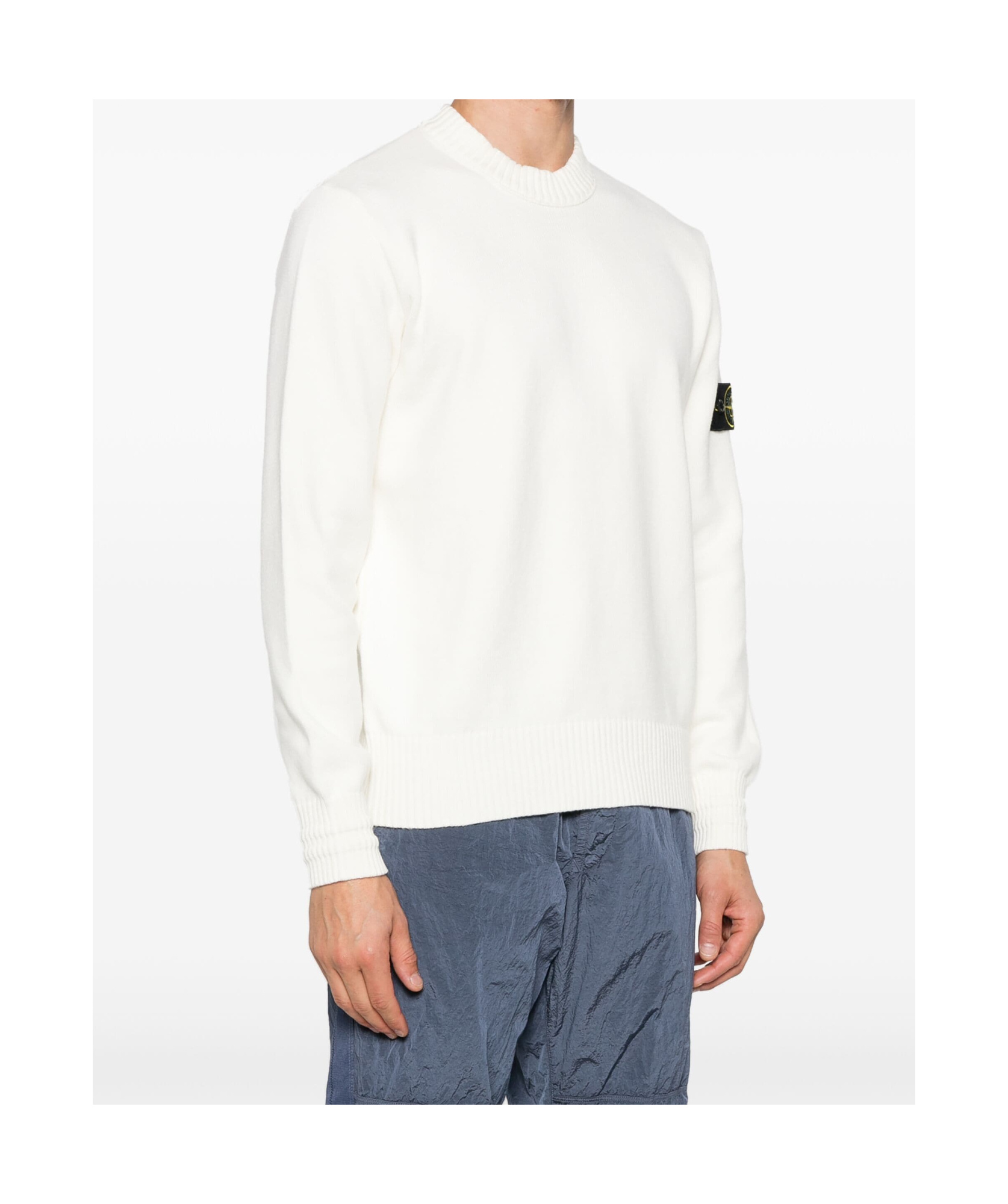 Stone Island Compass-badge Sweater In White