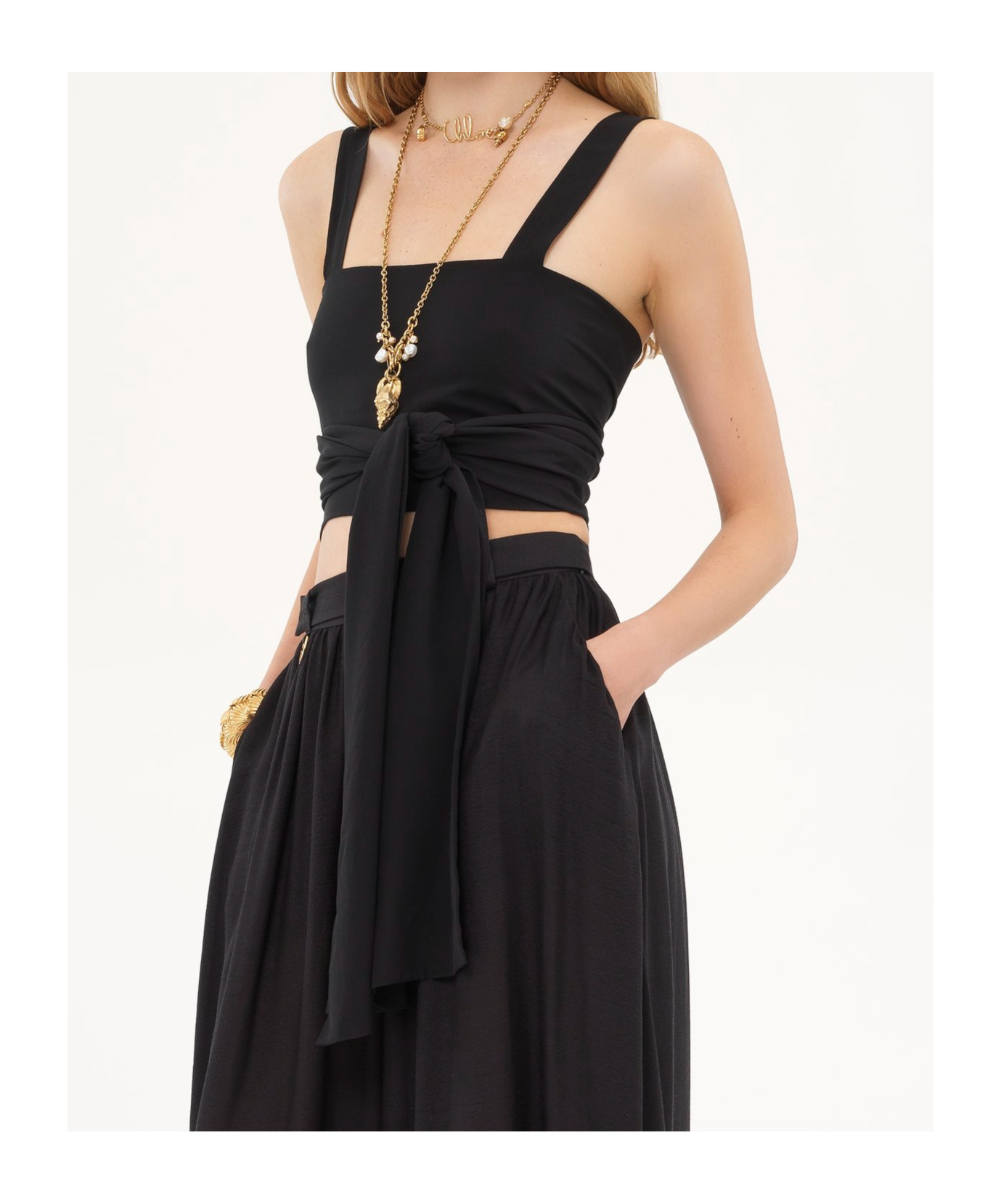 Chloé Crop Top With Ties In Black