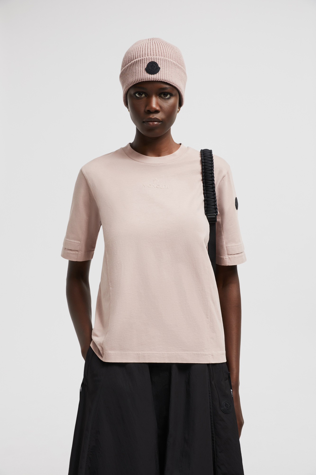 Moncler Logo-patch Cotton T-shirt In Nude