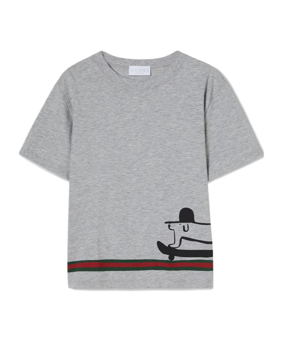 Gucci Cotton T-shirt With Print In Gray