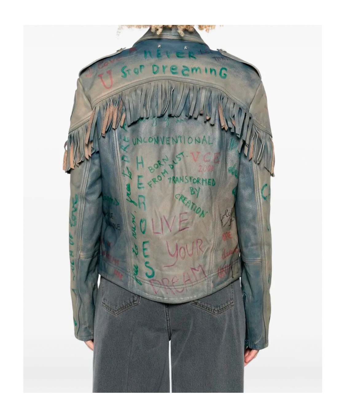 Golden Goose Deluxe Brand Zip-up Fringed Jacket In Gray