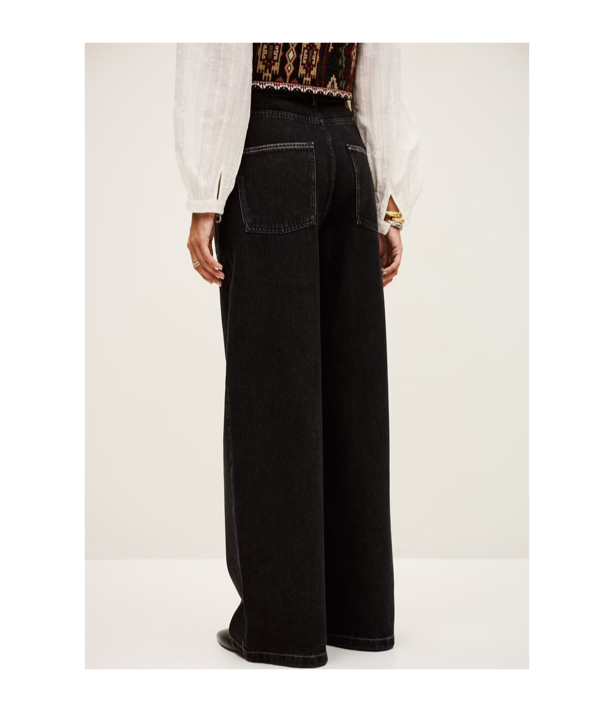 Bash Logo Wide-leg Jeans In Black