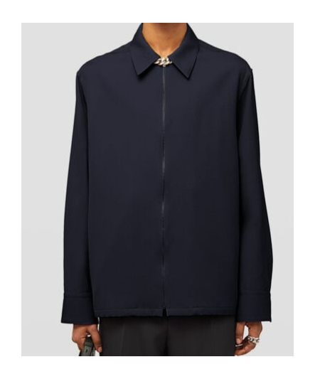 Jil Sander Zip-up Wool Shirt In Black